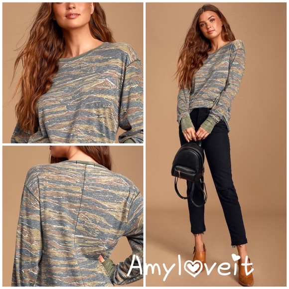 Free People Arielle Printed Long Sleeve Tee #12 - Picture 1 of 6